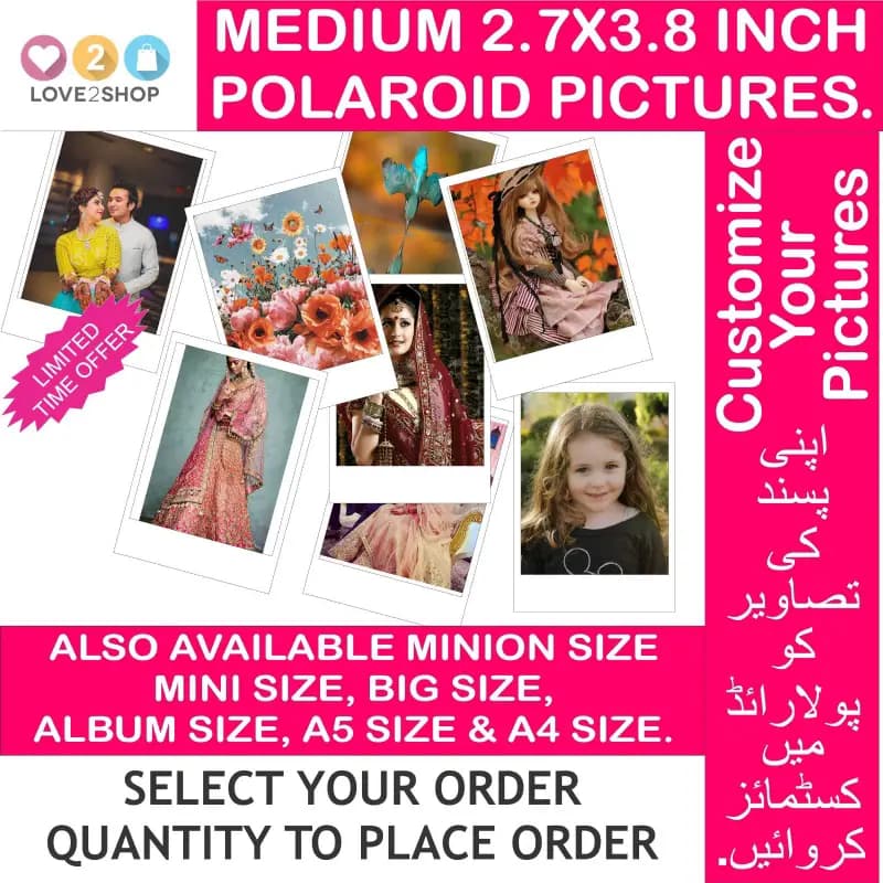 Medium Size 2.7x3.8 inch Polaroid Pictures