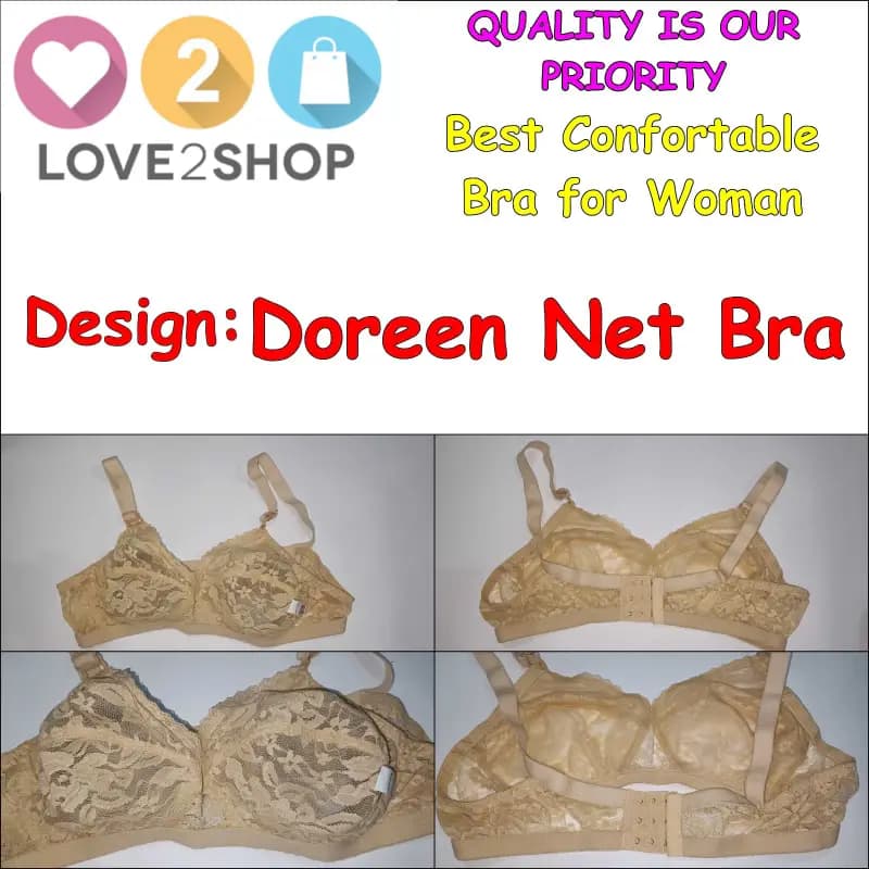 Pack Of 1 - Cotton Bra for Women - Full Non-Padded Cup Shape Bra - Wire Free Bra - Durable Quality in Beautiful Different Designs