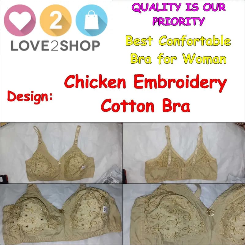 Pack Of 1 - Cotton Bra for Women - Full Non-Padded Cup Shape Bra - Wire Free Bra - Durable Quality in Beautiful Different Designs