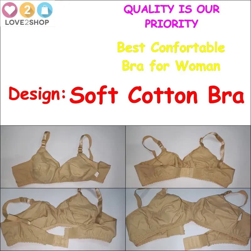 Pack Of 3 - Cotton Bra for Women - Full Non-Padded Cup Shape Bra - Wire Free Bra - Durable Quality in Beautiful Different Designs
